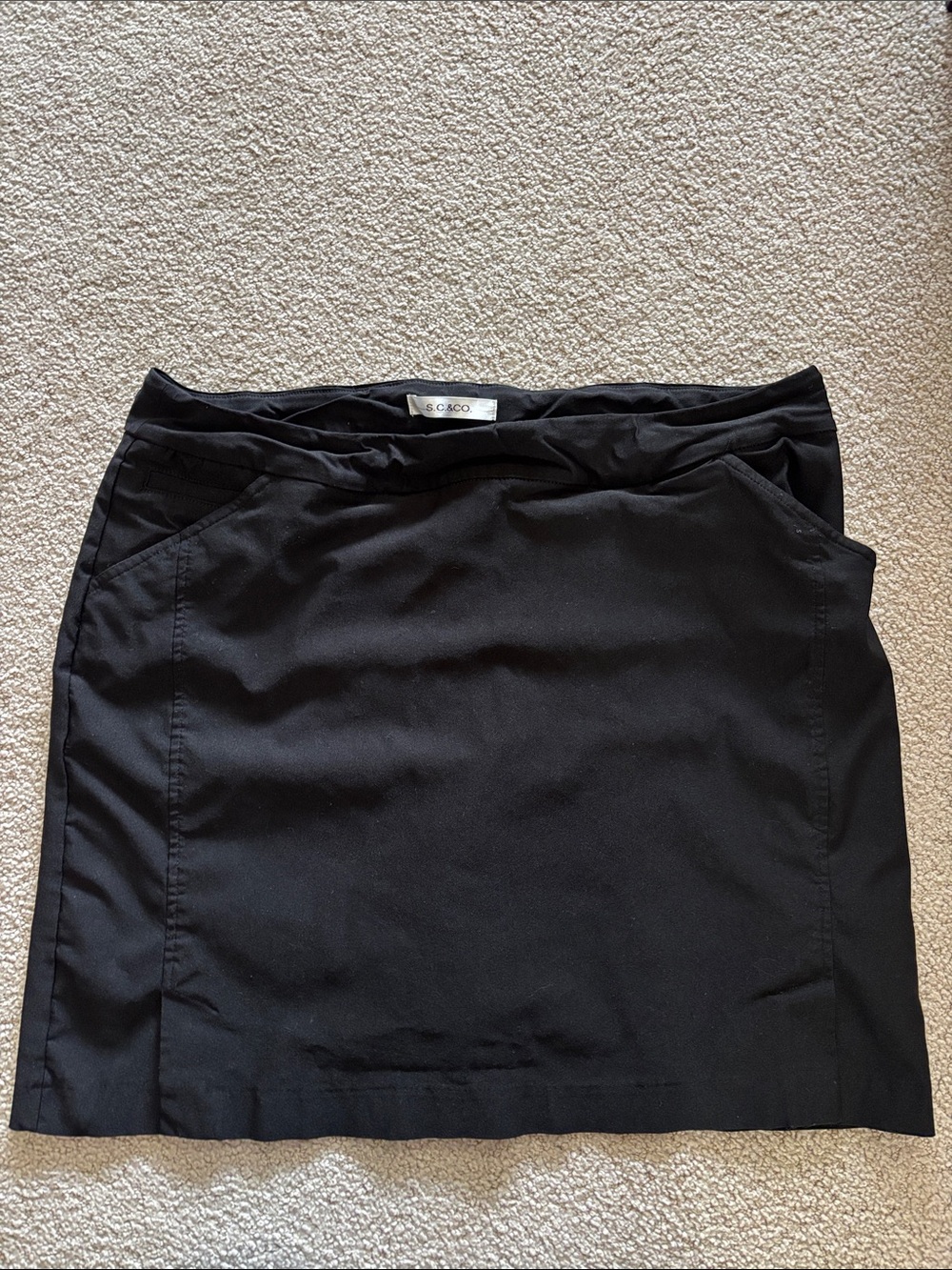 Soco Black Stretch Mini Skirt with Front Pockets